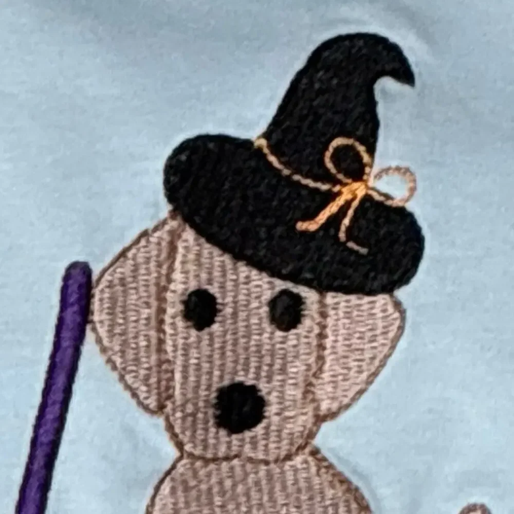 Abby & Evie Baby 6M Halloween Dog Witch Pumpkin Blue Plaid Bubble Romper